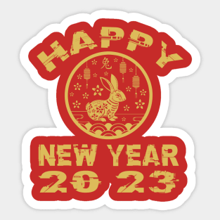 Chinese New Year 2023 Happy Rabbit with Lanterns Sticker